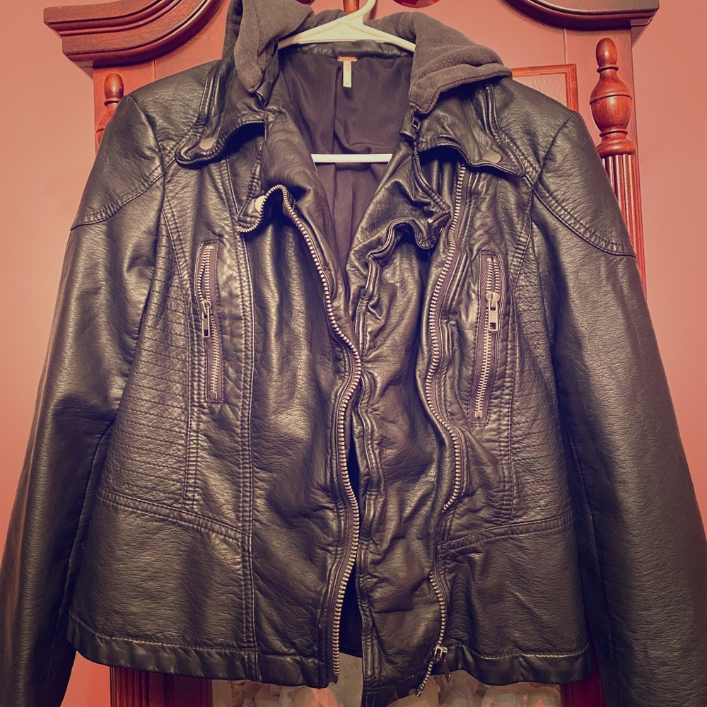 Free People Vegan Moto Leather Black Size Small 4